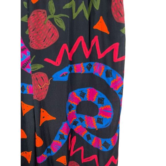 Farm Rio Jungle Fruits Pajama Pants Snake Fruit Black Size Small - Picture 8 of 13